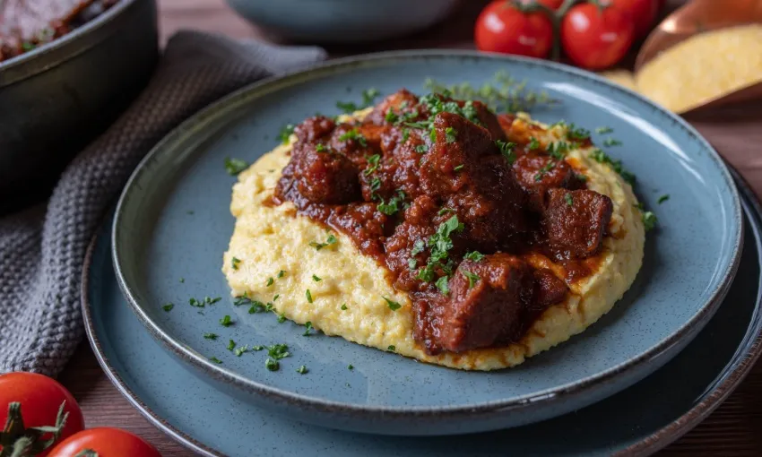 Carbonade valdostana con polenta